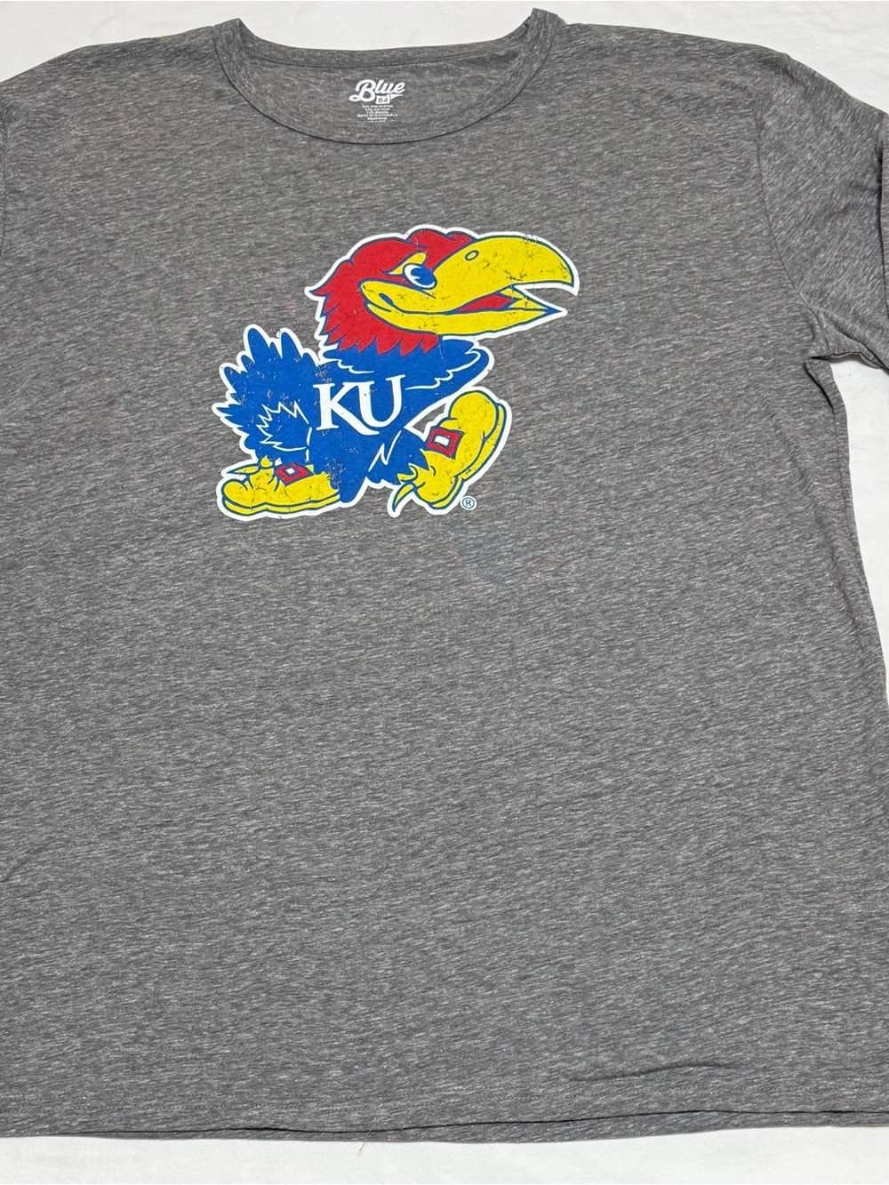 Blue 84 Gray Tee with KU Jayhawks logo